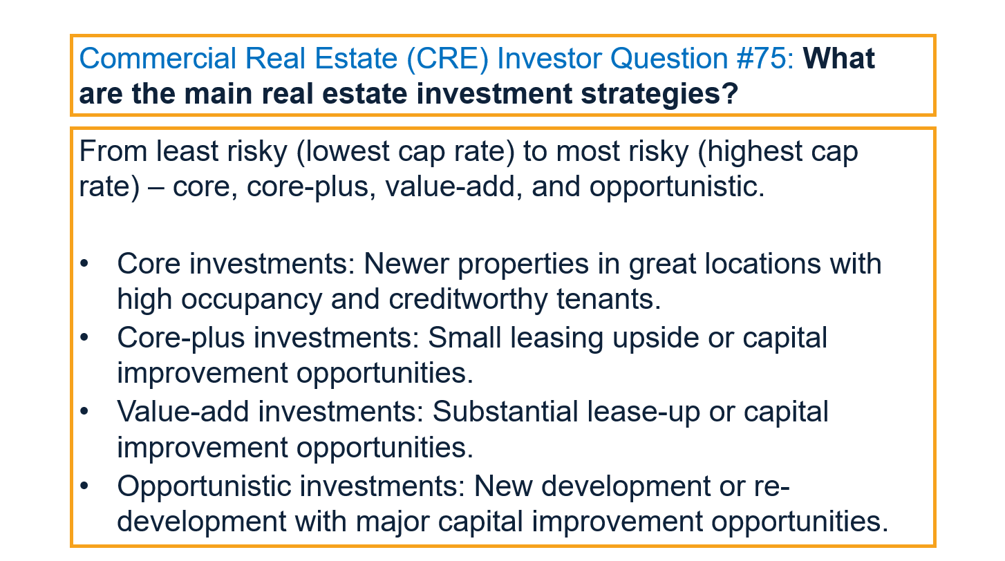 Main real estate investment strategies?